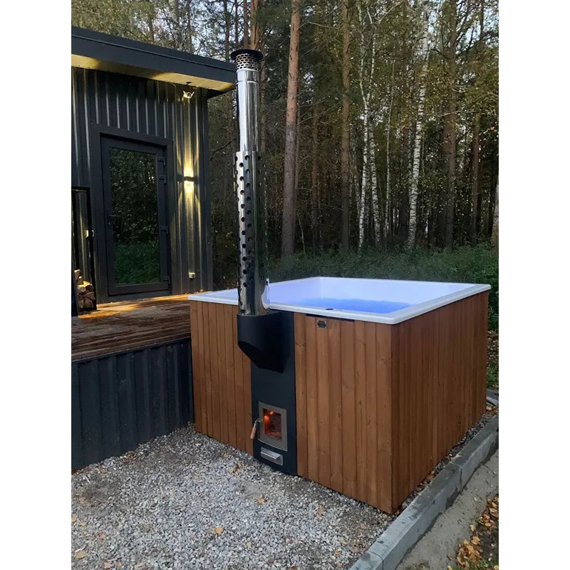 Polar Spa Elite Quattro 180 Outdoor Badefass mit integriertem Holzofen für 4 Personen