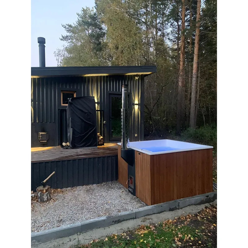 Polar Spa Elite Quattro 180 Outdoor Badefass mit integriertem Holzofen für 4 Personen