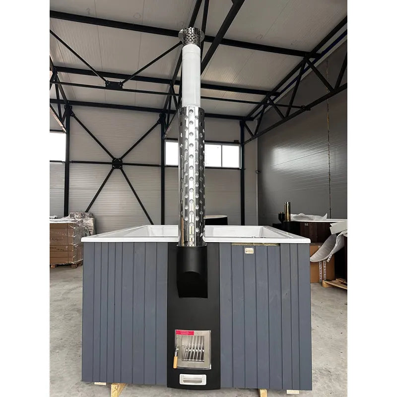 Polar Spa Elite Quattro 180 Outdoor Badefass mit integriertem Holzofen für 4 Personen