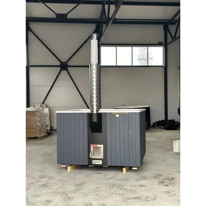 Polar Spa Elite Quattro 180 Outdoor Badefass mit integriertem Holzofen für 4 Personen