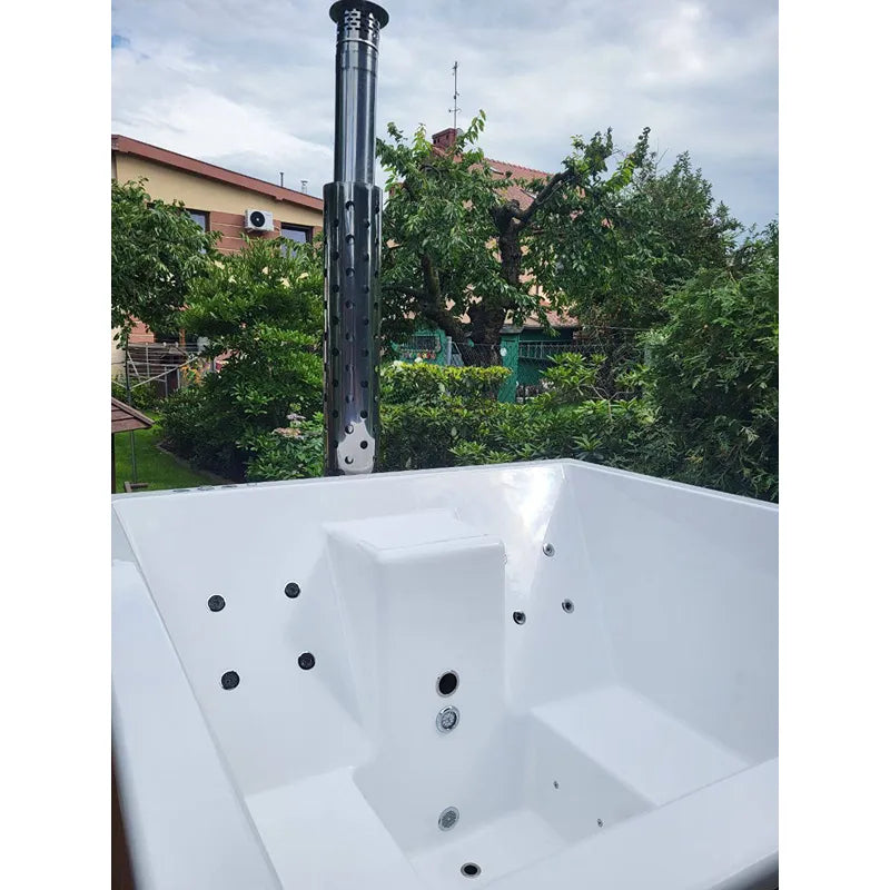 Polar Spa Elite Quattro 180 Outdoor Badefass mit integriertem Holzofen für 4 Personen