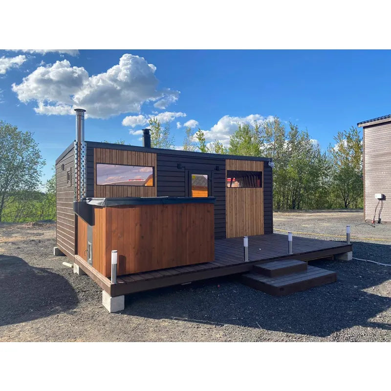 Polar Spa Elite Quattro 200 Outdoor Badefass mit integriertem Holzofen für 6-8 Personen