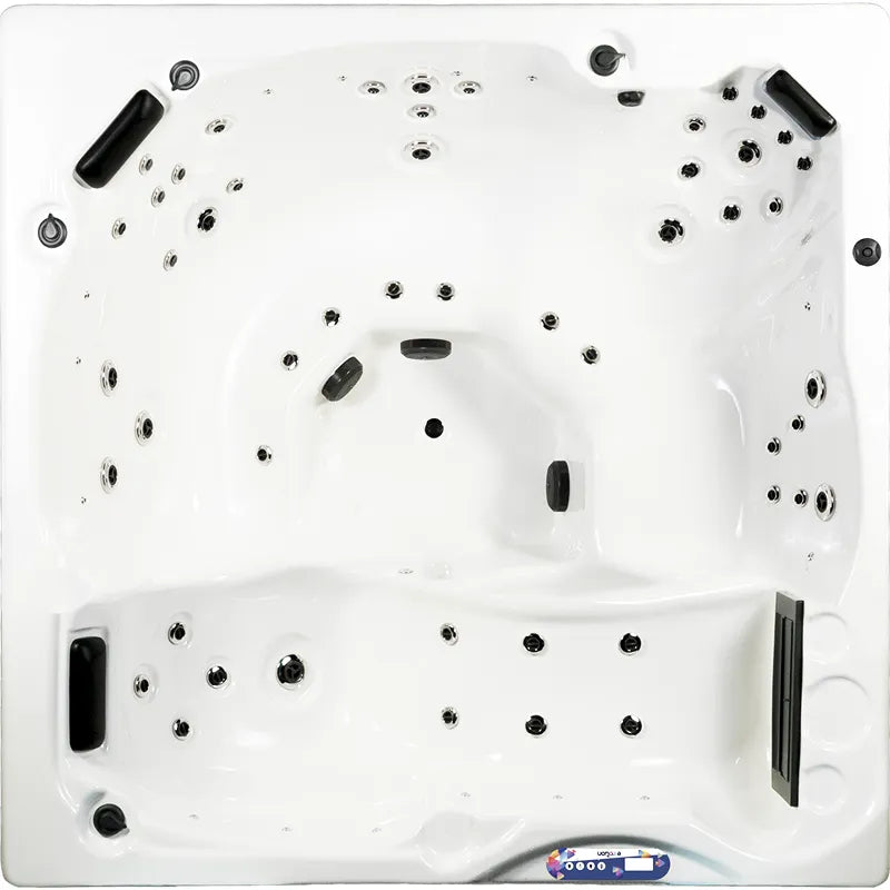 Portcril Emotion 6 Spa 6-Personen Premium Whirlpool Draufsicht mit Massagedüsen und Sitzplätzen