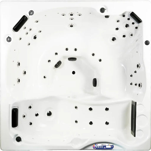 Portcril Emotion 6 Spa 6-Personen Premium Whirlpool Draufsicht mit Massagedüsen und Sitzplätzen