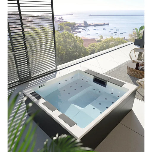 Portcril Lounge Divine Pure Spa - 3-Personen Wellness Whirlpool auf Meerblick-Terrasse mit modernem Design