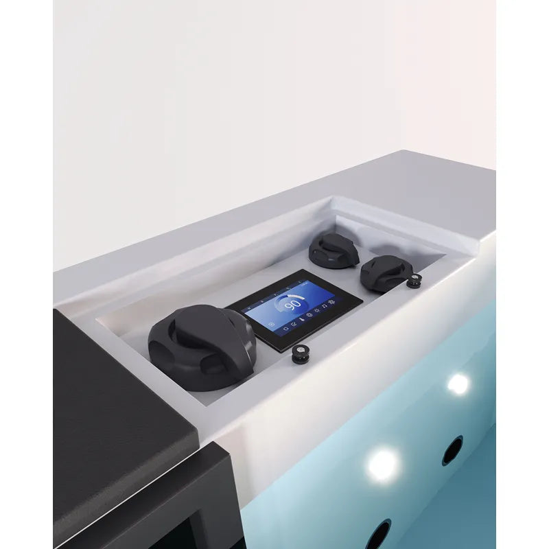 Portcril Lounge Divine Pure Spa - 3-Personen Wellness Whirlpool Bedienfeld mit digitaler Temperaturanzeige und schwarzen Düsen