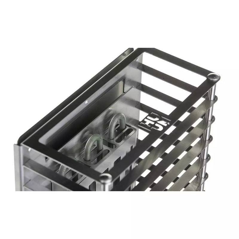 Huum Cliff MINI Saunaofen mit offener Kammer, Heizelementen und Stahlrahmen von oben