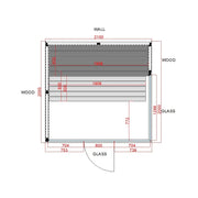 Air Classic Innensauna Grundriss von Savne Štrus mit Espenholz, Maße 2100x2000mm, Holzbänke und Glastür