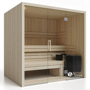 Savne Štrus Air Classic Innensauna mit Espenholz, klassisches Design mit Glastür und Holzbänken