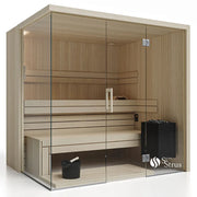 Savne Štrus Air Classic Innensauna mit klassischem Design, Espenholz-Innenraum, Glastür und Holzbänken