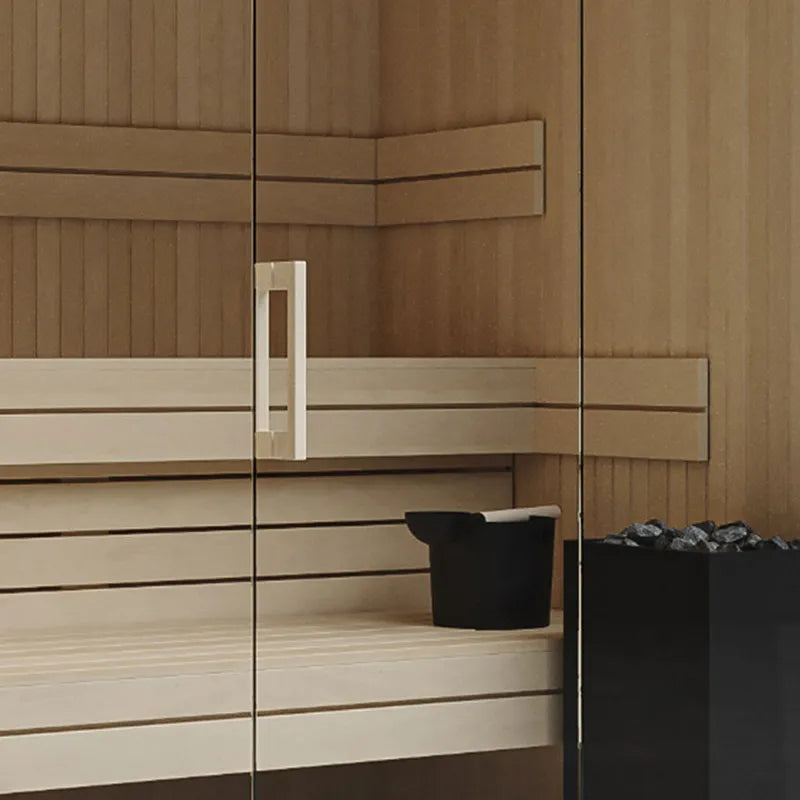 Air Classic Innensauna von Savne Štrus - Innenraum mit Holzbänken und Saunaofen