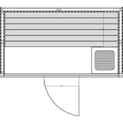 Air Classic Innensauna von Savne Štrus - Grundriss mit Draufsicht und Seitenprofil der klassischen Innensauna mit Espenholz