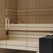 Savne Štrus Air Classic Innensauna - Klassisches Design mit Espenholz, Innenraum mit Holzbänken und Saunaofen