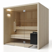 Savne Štrus Air Premium Innensauna - Modernes Design 15×120mm mit Holzaufbau, Glastür und integrierten Bänken