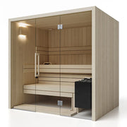 Savne Štrus Air Premium Innensauna - Modernes Design 15×120mm mit Glastür, Holzbänken und integriertem Ofen
