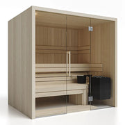 Savne Štrus Air Premium Innensauna - Modernes Design 15×120mm mit Glasfront, Holzbänken und integriertem Ofen