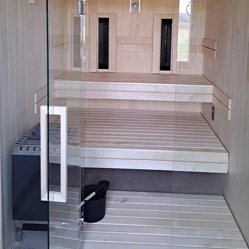 Savne Štrus Air Premium Innensauna - Modernes Design 15×120mm mit Holzbänken und moderner Ausstattung