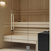 Savne Štrus Air Premium Innensauna - Modernes Design 15×120mm mit Holzbänken, Glastür und Saunaofen