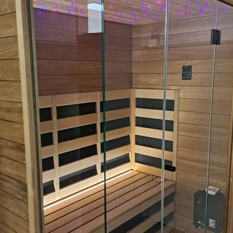 Savne Štrus Air Termo Premium Innensauna - Wärmbehandeltes Holz mit Glastüren, Holzbänken und LED-Beleuchtung
