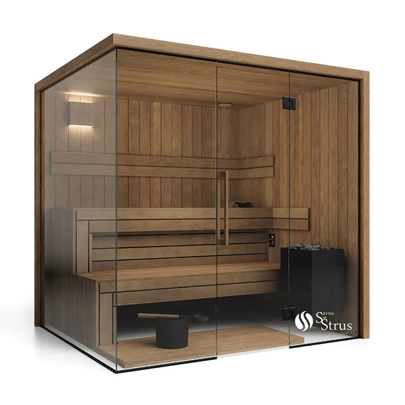 Savne Štrus Air Termo Premium Innensauna mit wärmbehandeltem Holz, Glastür und Holzbänken
