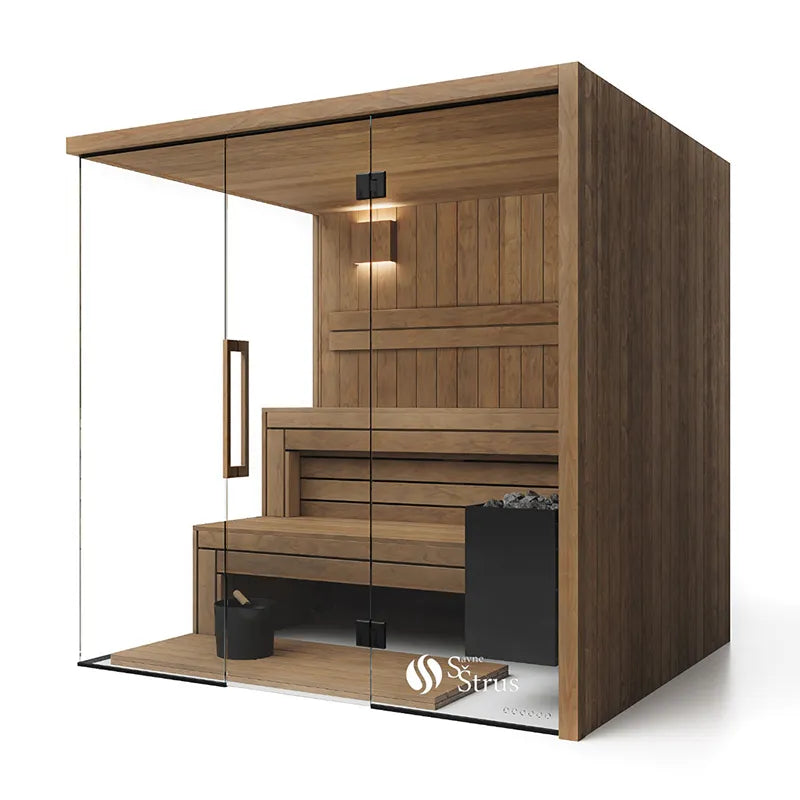 Savne Štrus Air Termo Premium Innensauna - Wärmbehandeltes Holz mit Glastür, Holzbänken und Saunaofen