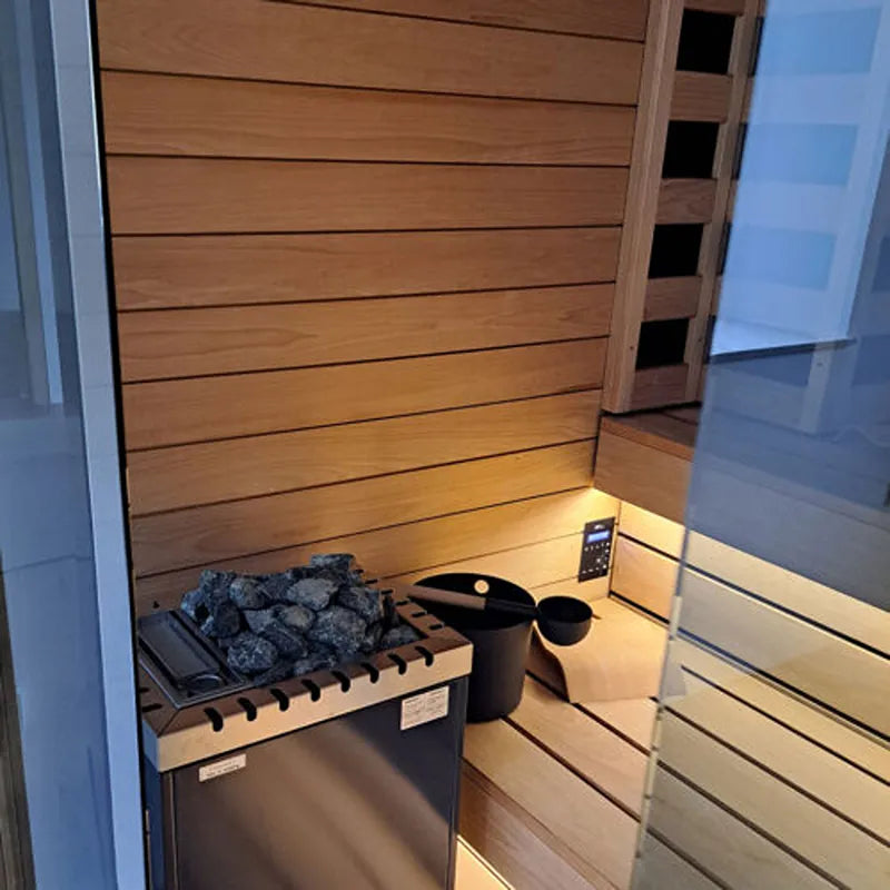 Savne Štrus Air Termo Premium Innensauna mit wärmbehandeltem Holz, Saunaofen mit Steinen und Kelle