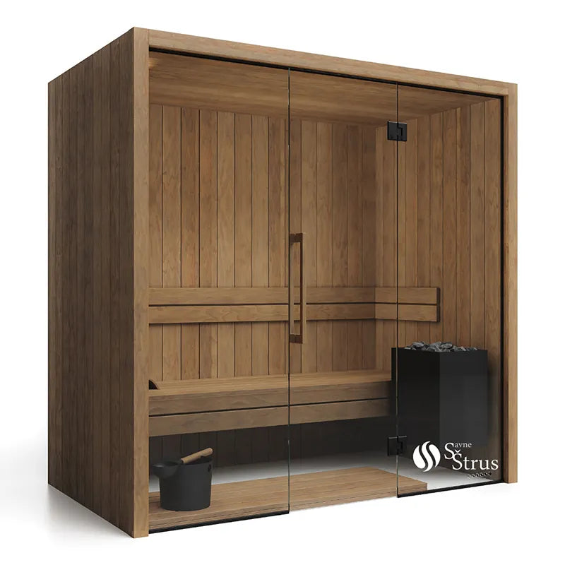Savne Štrus Air Termo Premium Innensauna mit wärmbehandeltem Holz, Glastür und Holzbänken