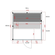 Air Termo Premium Innensauna Wärmbehandeltes Holz von Savne Štrus - Technische Grundrisszeichnung mit Maßen