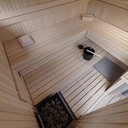 Savne Štrus Gartensauna Garden Finnisch/BIO Sauna Innenraum mit Holzbänken und Saunaofen