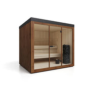 Savne Štrus Gartensauna PINUS – Finnisch/BIO Sauna mit Holzverkleidung, Glastüren und Innenausstattung