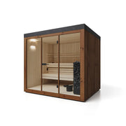 Savne Štrus Gartensauna PINUS Finnisch/BIO Sauna mit Holzverkleidung, Glastüren und Holzbänken