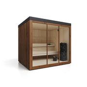 Savne Štrus Gartensauna PINUS Finnisch/BIO Sauna mit Holzverkleidung, Glastür und Innenausstattung
