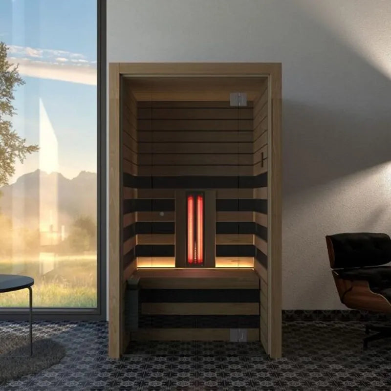 Savne Štrus Infrarot- & Salzsauna - Wellness bei niedriger Temperatur mit Infrarotstrahler in modernem Wohnraum