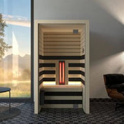 Savne Štrus Infrarot- & Salzsauna - Wellness bei niedriger Temperatur mit Holzverkleidung in modernem Wohnraum