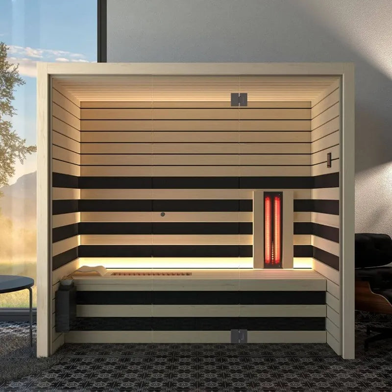 Savne Štrus Infrarot- & Salzsauna - Wellness bei niedriger Temperatur mit Holzbänken, Infrarotstrahler und modernem Design in Garten