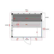 Pure Innensauna - Minimalistisches Design 21×90mm von Savne Štrus Grundriss mit Maßen