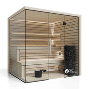 Savne Štrus Pure Innensauna - Minimalistisches Design 21×90mm mit Holzbänken, Glastür und LED-Beleuchtung