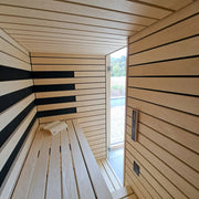 Savne Štrus Pure Innensauna - Minimalistisches Design 21×90mm mit Holzbänken und modernem Innenraum