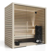 Savne Štrus Pure Innensauna - Minimalistisches Design 21×90mm mit Holzbänken, Glastür und minimalistischem Innenraum