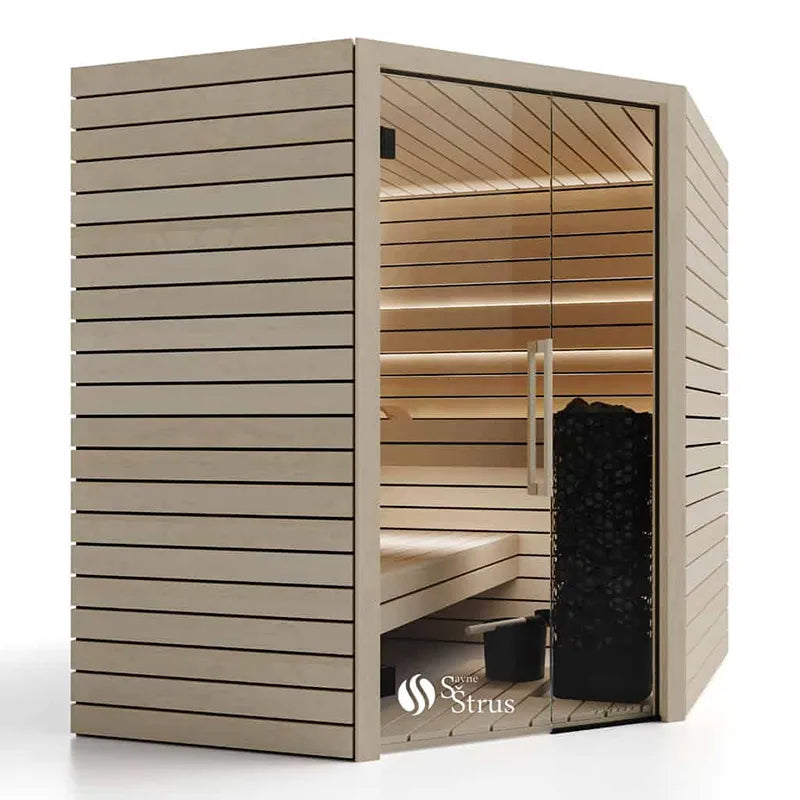 Savne Štrus Pure Innensauna - Minimalistisches Design 21×90mm mit Holzbänken und Glastür