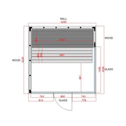 Pure Innensauna - Minimalistisches Design 21×90mm von Savne Štrus Grundriss mit Abmessungen