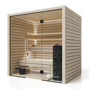Savne Štrus Pure Innensauna - Minimalistisches Design 21×90mm mit Holzbänken, Glastür und moderner Beleuchtung