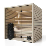 Savne Štrus Pure Innensauna - Minimalistisches Design 21×90mm mit Holzbaenken und Glastuer