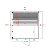 Pure Innensauna - Minimalistisches Design 21×90mm von Savne Štrus Grundriss mit Maßen