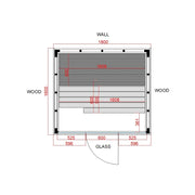 Pure Innensauna - Minimalistisches Design 21×90mm von Savne Štrus Grundriss mit Maßen