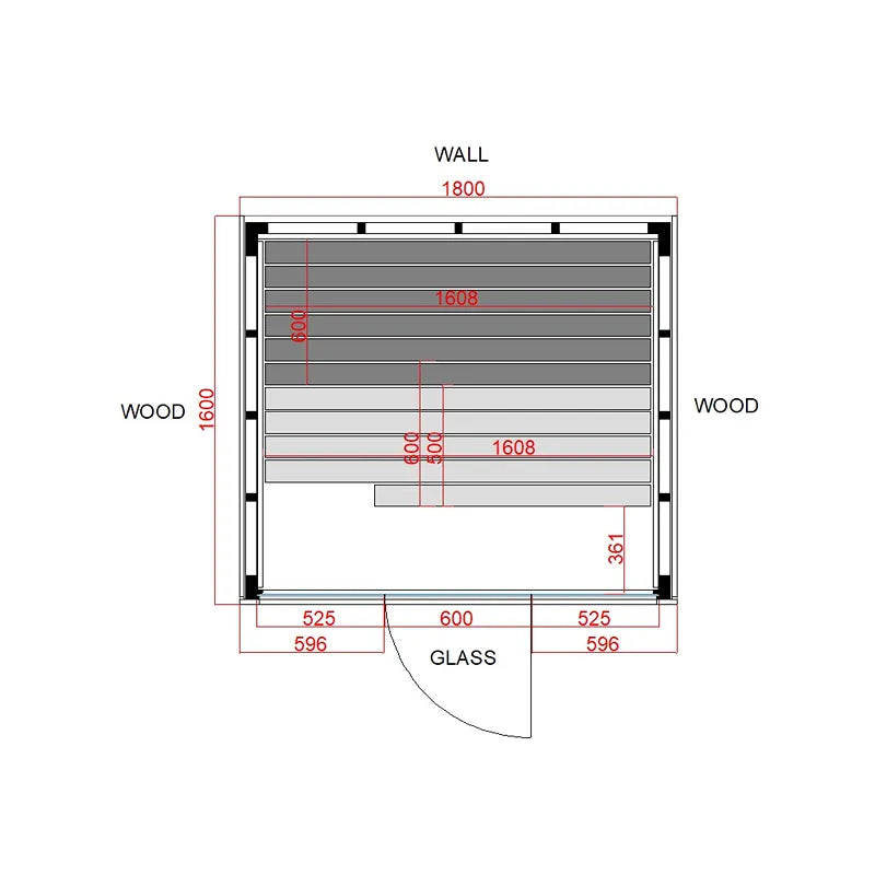 Pure Innensauna - Minimalistisches Design 21×90mm von Savne Štrus Grundriss mit Maßen