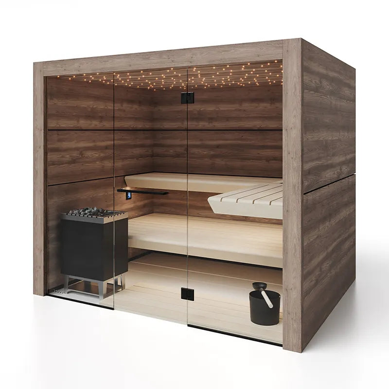 Savne Štrus Supreme Innensauna Luxuskollektion mit Glasfront, Innensauna mit Holzbänken und Glasfront