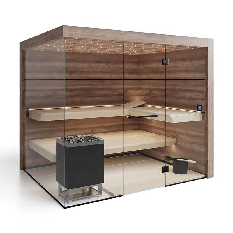 Savne Štrus Supreme Innensauna Luxuskollektion mit Glasfront, Holzsauna mit Glastür und Holzbänken