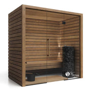 Savne Štrus Termo Pure Innensauna mit wärmebehandeltem Holz, modernes Design mit Glastür und Holzbänken