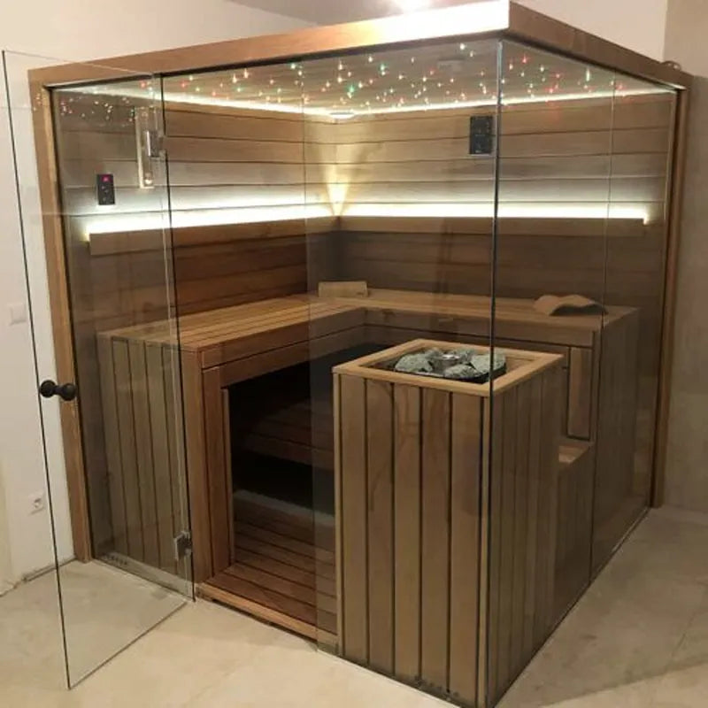 Savne Štrus Termo Pure Innensauna - Wärmebehandeltes Holz mit Glasfront, Holzbänken und LED-Beleuchtung